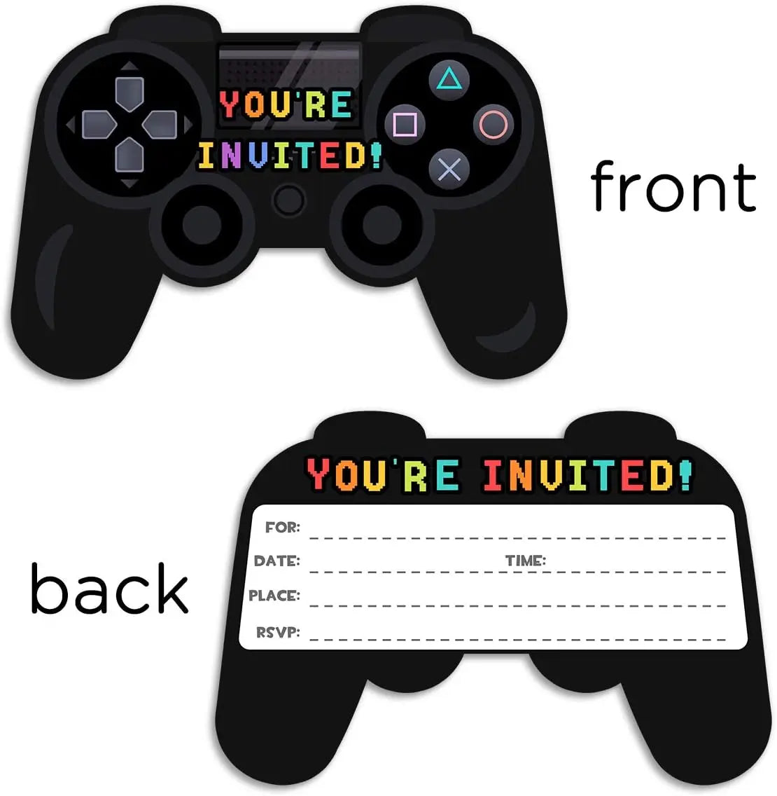🎮 12er-Set Game-Controller Einladungskarten 🎉