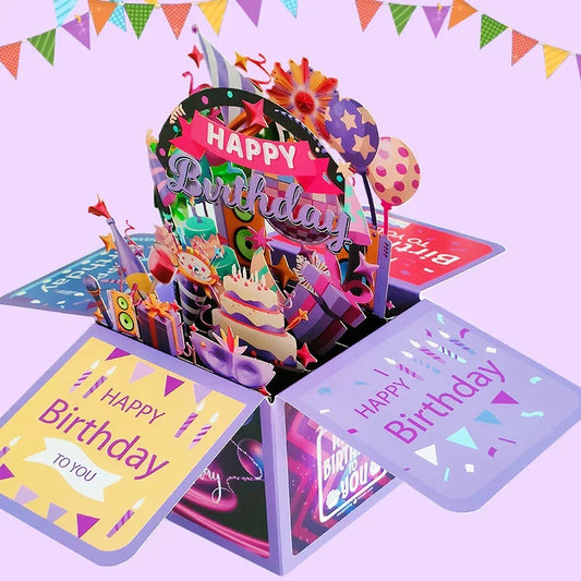 🎉 3D Pop-Up Geburtstagskarte mit Umschlag 🎂🎁