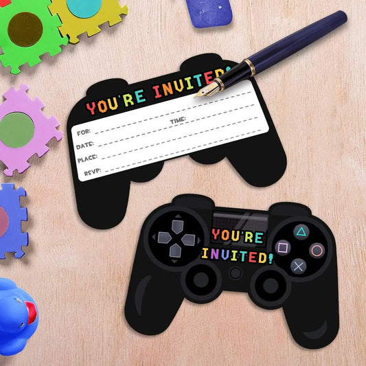 🎮 12er-Set Game-Controller Einladungskarten 🎉